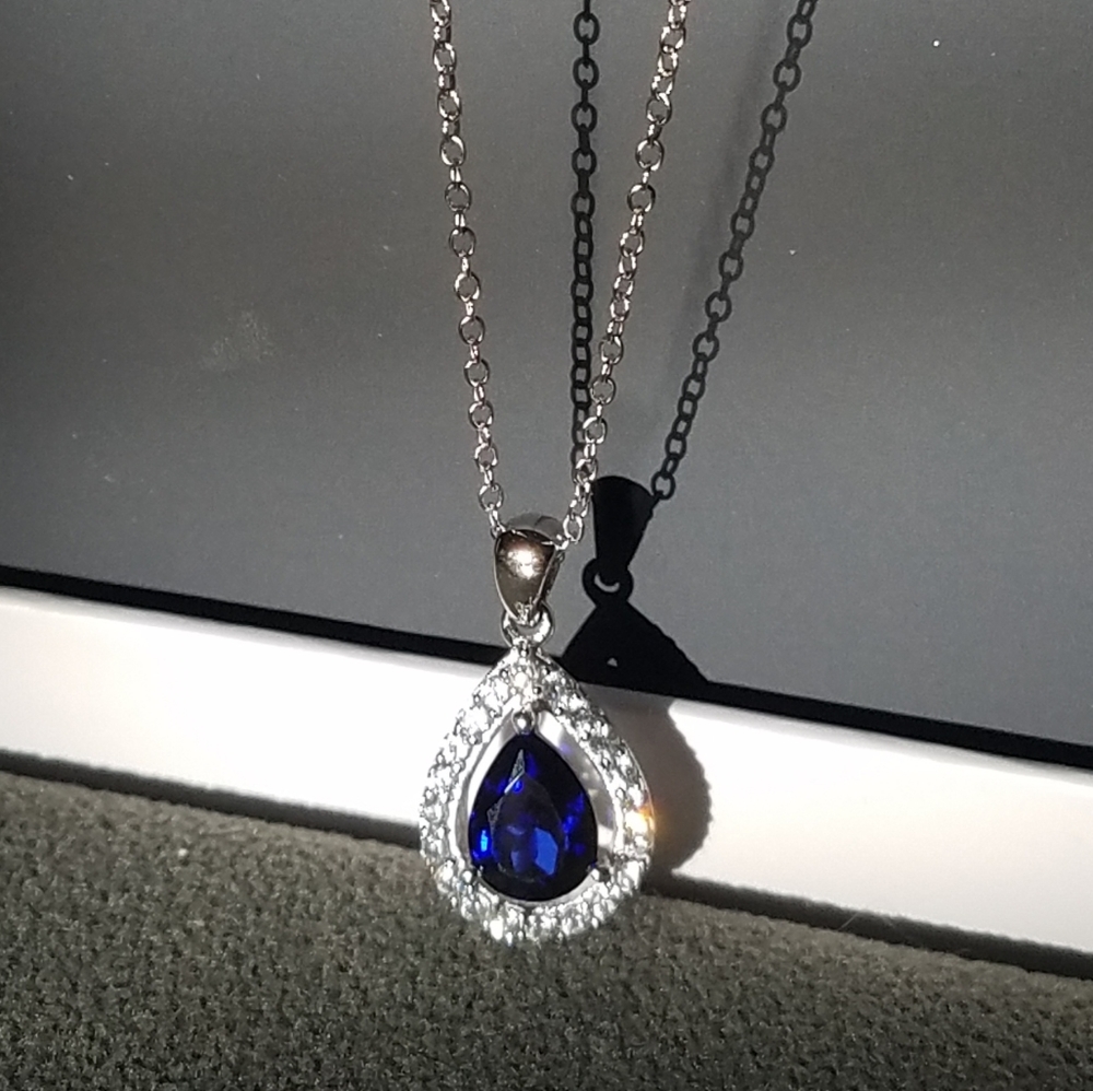 Sapphire Pear Shaped Necklace